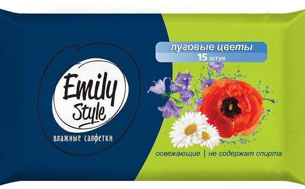 Салфетки влажные Emily Style Луговые цветы универсальные 15шт