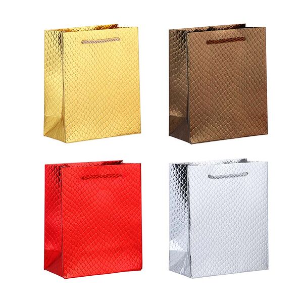 Пакет подарочный из высококачественной бумаги, с тиснением, 14x7x17 см, 4 цвета