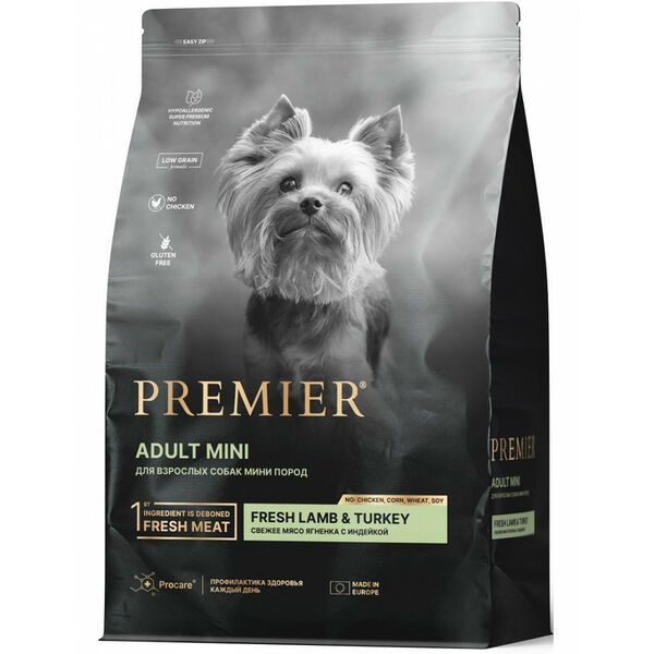 Сухой корм для собак Premier Premier Dog Lamb&Turkey Adult Mini свежее мясо ягненка с индейкой, 1кг