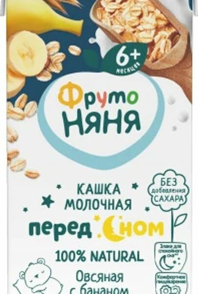Каша ФрутоНяня молочно-овсяная с бананом с 6 месяцев 200мл