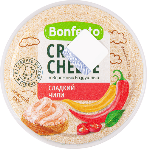 

Сыр творожный Bonfesto Кремчиз воздушный Сладкий чили 65%, без змж, 125г