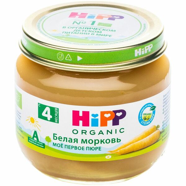 Пюре овощное «Белая морковь» для детей с 4 месяцев, HiPP