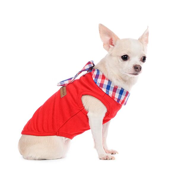 Футболка с галстуком для собак XS красный (унисекс)