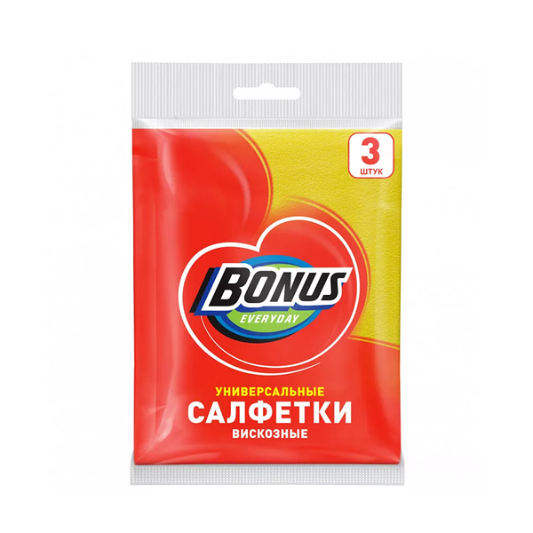 Салфетки вискозные Bonus Универсальные, 3 шт.