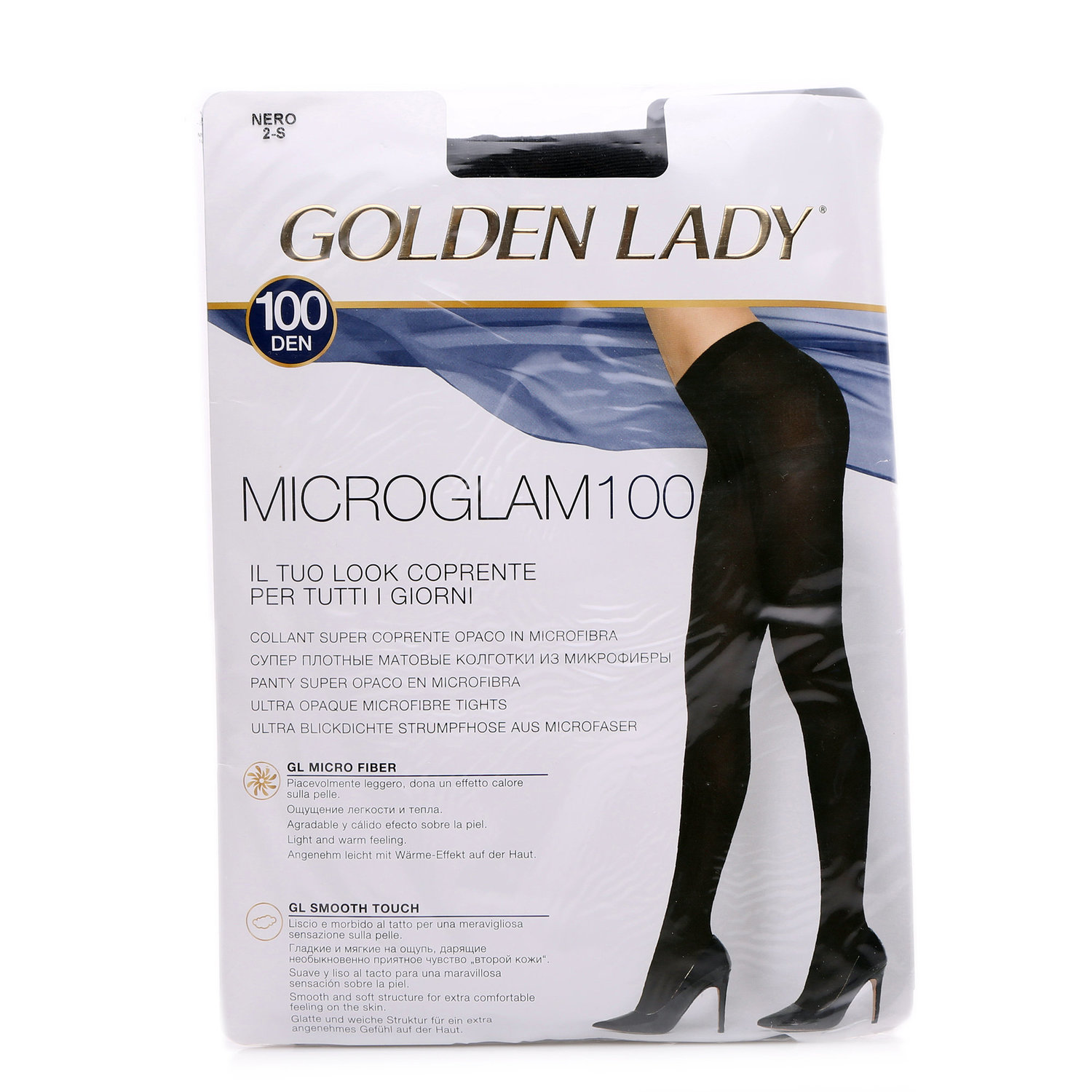 

Колготки женские Golden Lady Microglam полиамид nero черный 100 den, размер 2