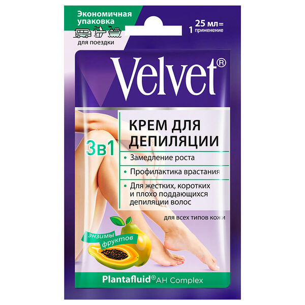 Крем для депиляции вельвет 25мл 3в1 для жестких коротких и плохо поддающихся депиляции волос