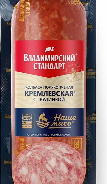 Колбаса Владимирский стандарт Кремлевская с грудинкой полукопченая 300г