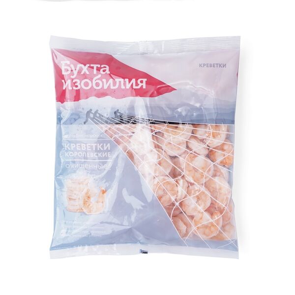 Креветки Бухта Изобилия королевские очищенные вареномороженые 500 г