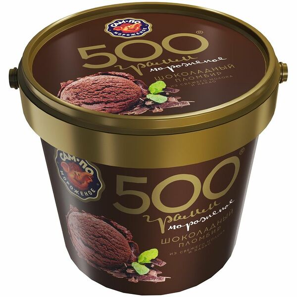 Мороженое Сам-По пломбир шоколадный, ведерко, 500г