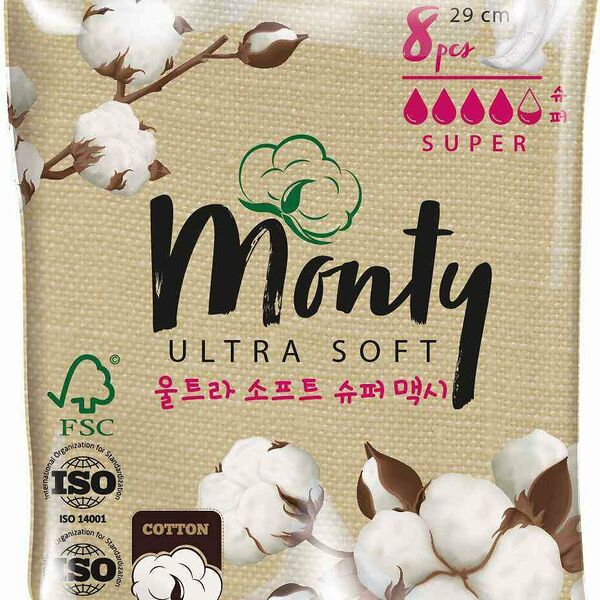 Прокладки гигиенические Monty Ultra Soft Super Plus 8 шт