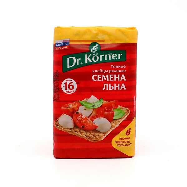 Хлебцы хрустящие Ржаные с семенами льна 100г Dr.Korner