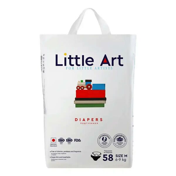 Подгузники для детей Little Art,размер M 6-9кг 58шт