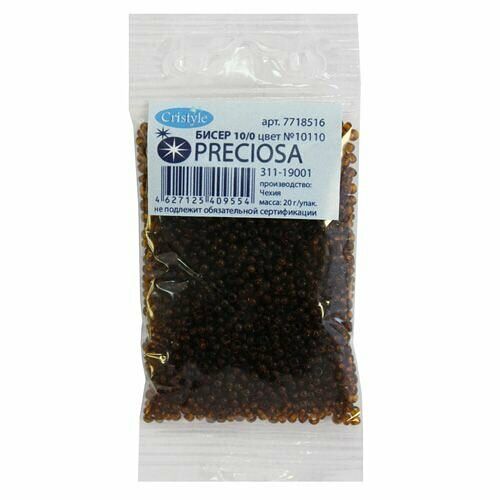 (10110) 311-19001-10/0 Бисер прозрачный 10/0, круг.отв., 20гр Preciosa,упак