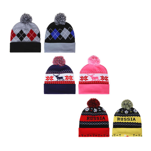 Galante шапка взрослая с помпоном, р 56-58, 3 дизайна, оз21-42