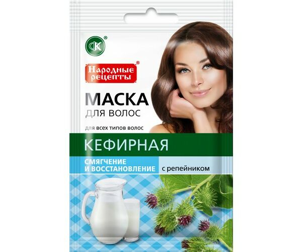 Народные рецепты маска для волос Кефирная смягчение и восстановление 30 мл