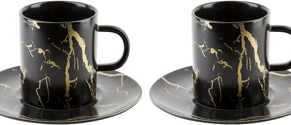 Чайный набор Nouvelle Home Черный мрамор 220мл 2 персоны