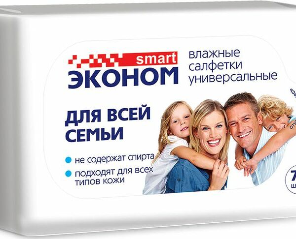 Влажные салфетки Smart Эконом для всей семьи 70 шт.