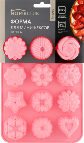 

Форма для мини-кексов Homeclub Bakery 21,4x16x2,5см, силикон Арт. NBB-12