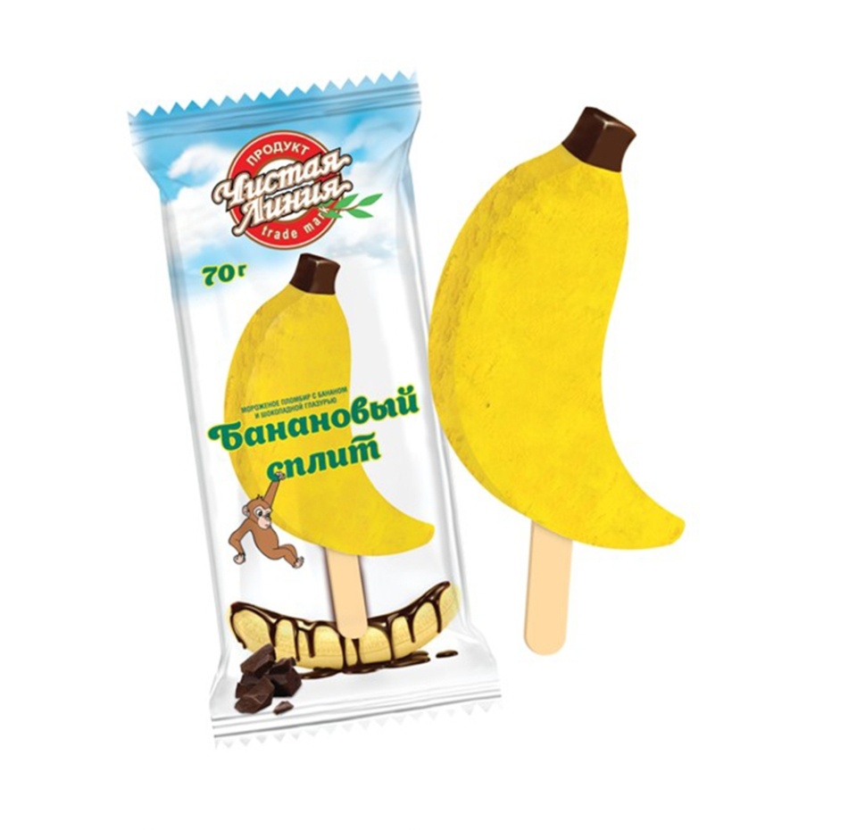 

Мороженое пломбир Чистая Линия Банановый сплит в шоколадной глазури, эскимо 70 г