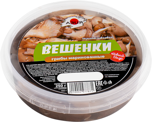 Грибы вешенка маринованные ТД АЗИЯ, 120г