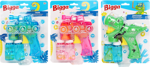 

Машинка для запуска мыльных пузырей Bigga, со световыми эффектами, 100 мл, в ассортименте