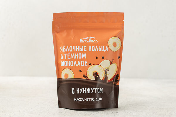 Яблочные кольца в темном шок. с кунжутом