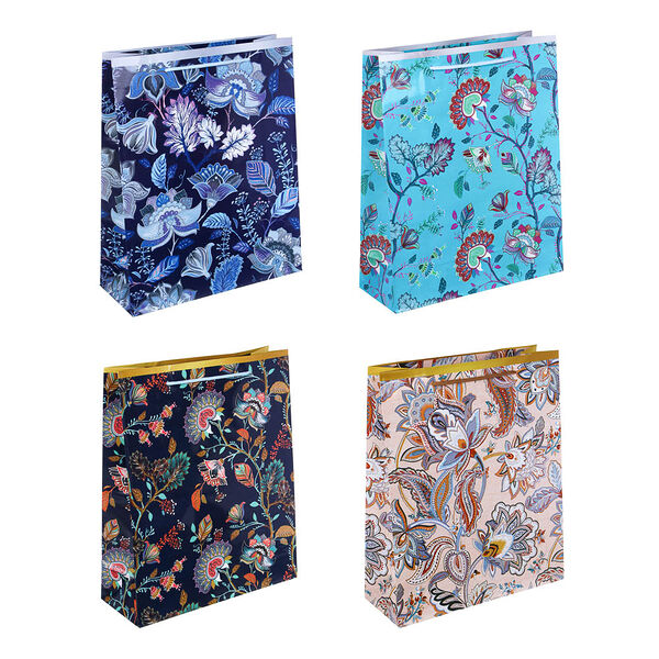 Ladecor пакет подарочный, бумажный, 26x32x10 см, 4 дизайна, цветочный узор, арт.1