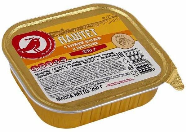Паштет Ашан Красная птица с куриной печенью и лисичками
