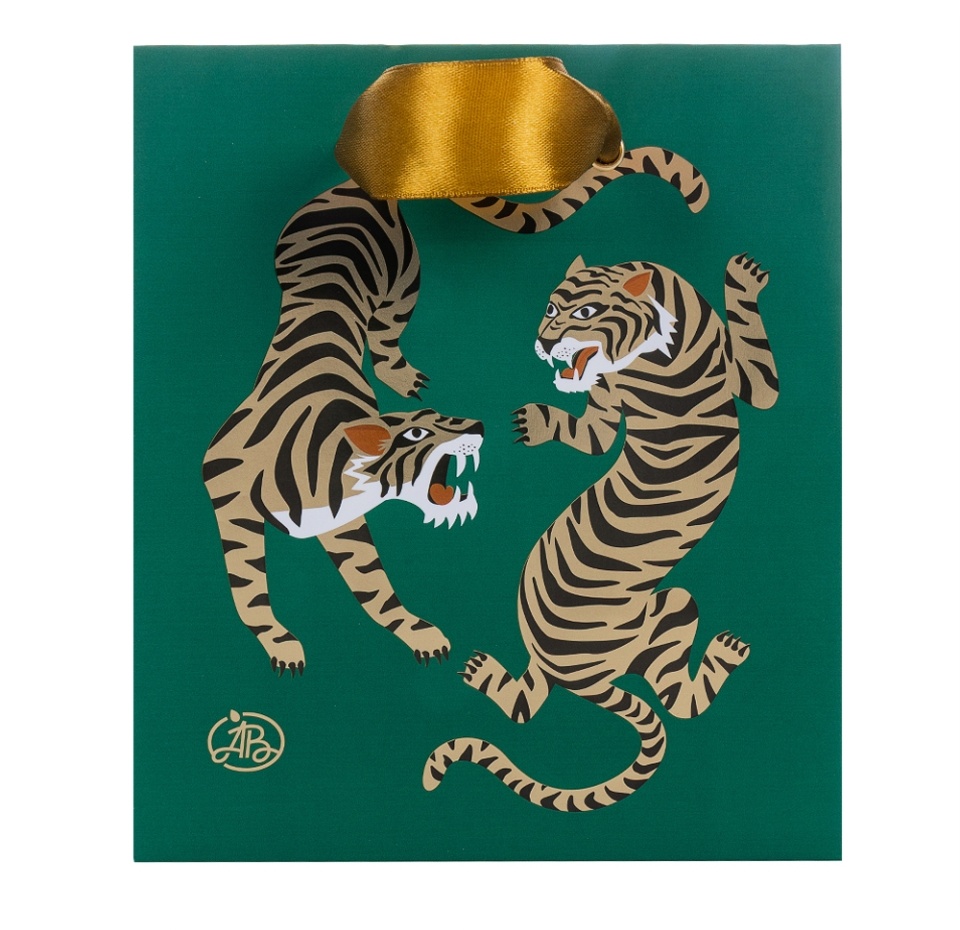 

Пакет подарочный Азбука Вкуса Тигры золотые 15х17х10 см