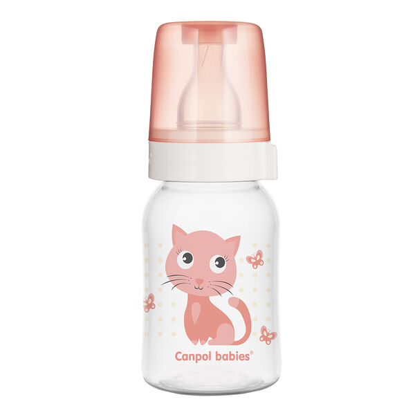 Бутылочка пластиковая силиконовая соска круглая 120мл Cute Animals  0+ арт 11/851