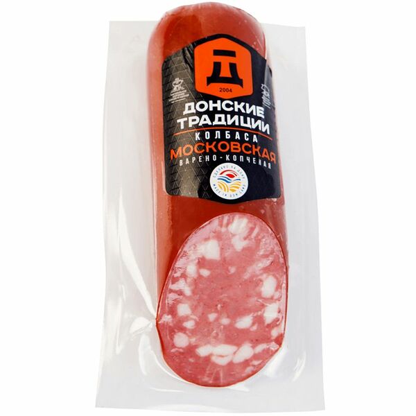 Колбаса Донские Традиции Московская варено-копченая мясосодержащая категории В, 350 г