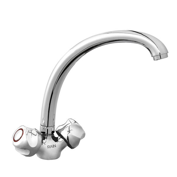 Rain смеситель для кухни кварц, высокий излив, керам. кран-буксы 1/2, латунь, хром