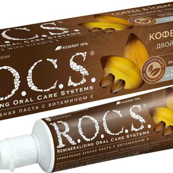 Зубная паста R.O.C.S. Двойная чистота Кофе и Табак