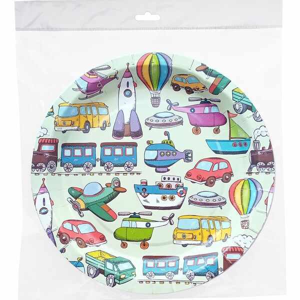 Тарелки детские одноразовые бумажные 23см Маркет Kids, 6шт, в ассортименте