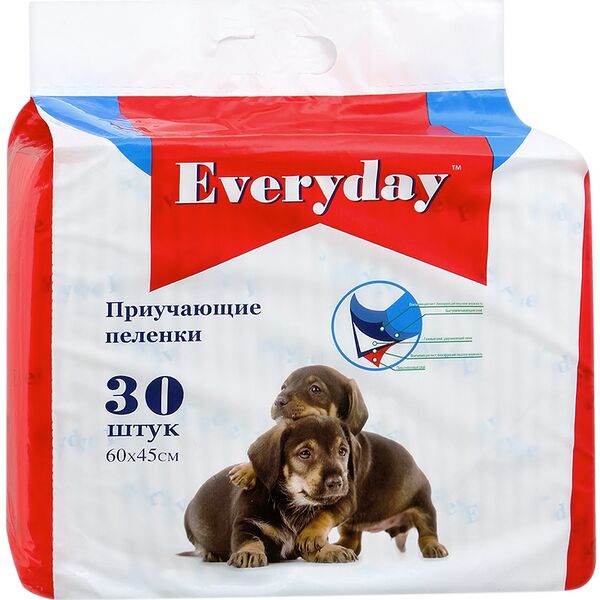 EVERYDAY Пеленки впитывающие для животных Гелевые 60х45см, 30 шт