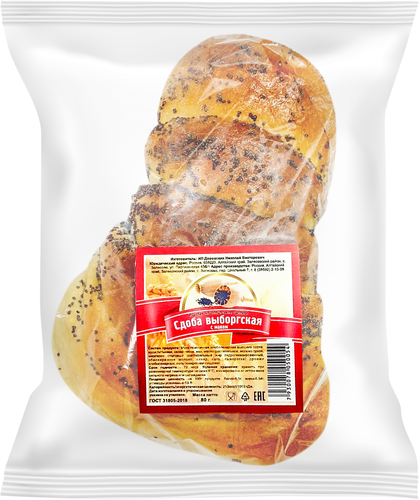 

Булочка Выборгская с маком высший сорт 80 г