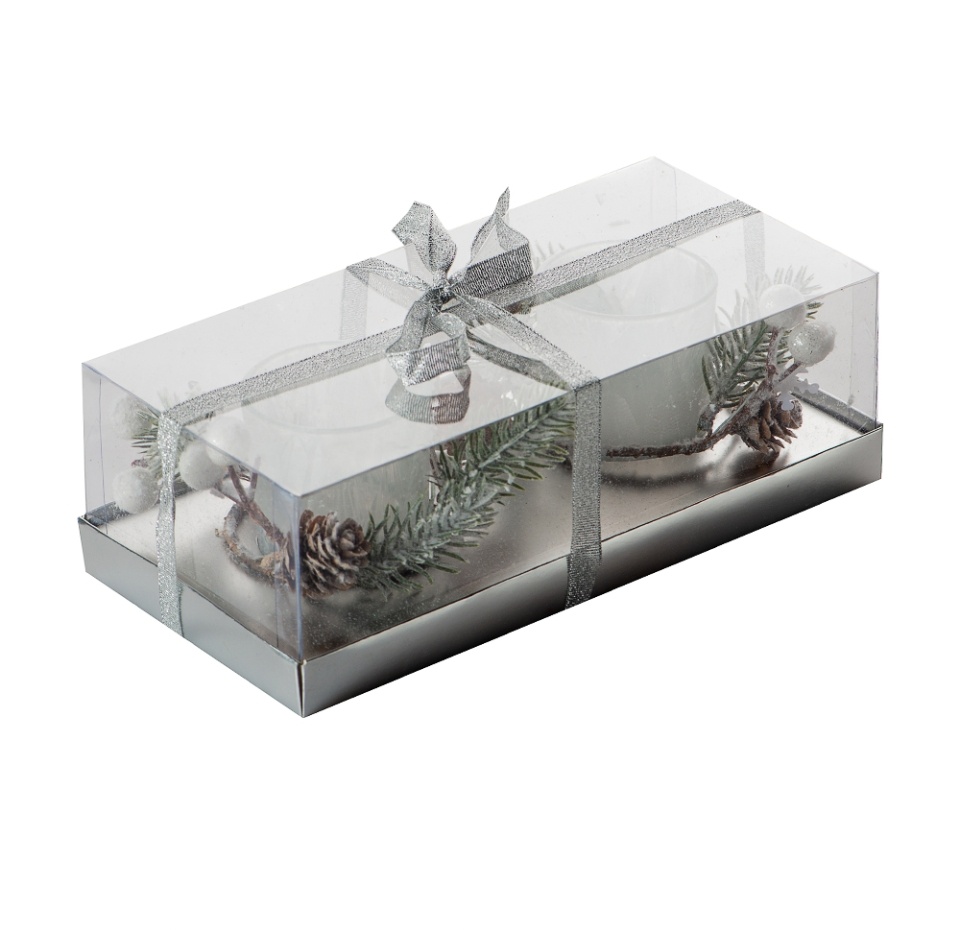 

Подсвечники Dalian All Bright с рождественским декором белые 7.5 см