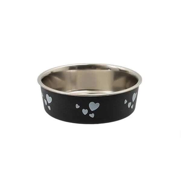 Миска металлическая с рисунком тяжелое прорезиненное дно 16см