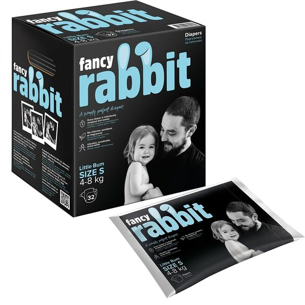 Подгузники Fancy Rabbit на липучке S 4-8 кг 32шт