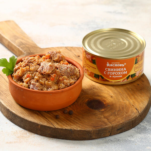 Свинина Мясновъ с горохом и луком 325 г