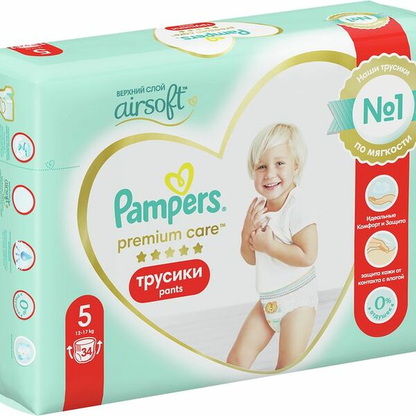 Трусики-подгузники Pampers Premium Care 5 (12-17 кг), 34 шт.