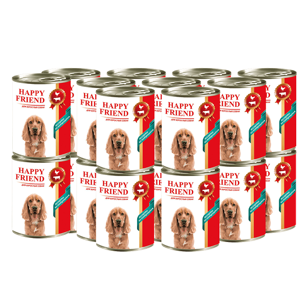 Корм для собак HAPPY FRIEND ассорти из потрошков банка 410г (упаковка - 20 шт)