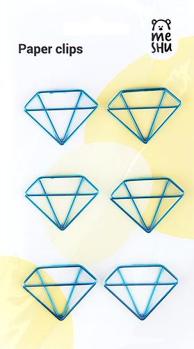 Скрепки фигурные MESHU Diamonds 2,5см, Арт. MS_41589, 6шт