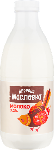 Молоко пастеризованное Деревня Масловка 3,2%, без змж, 900мл