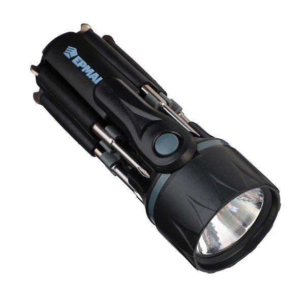 Ермак фонарь с инструментами, 8 в 1, 2 led, 2 режима, 3xaaa, пластик, металл