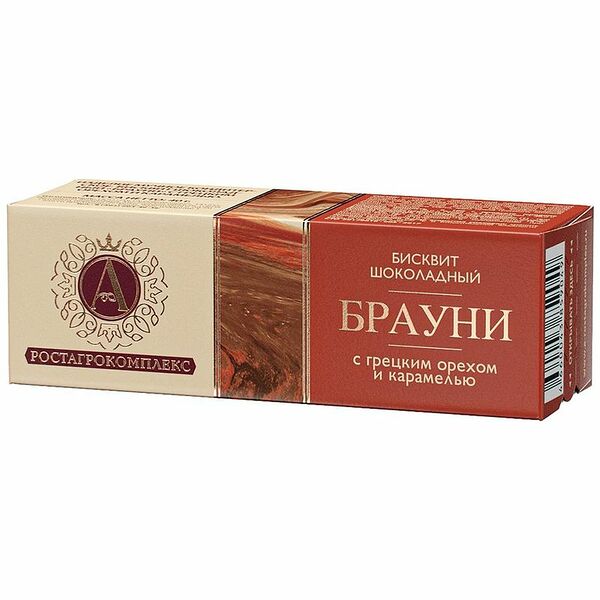 Бисквит А.Ростагрокомплекс Брауни шоколадный с грецким орехом и карамелью, 40г