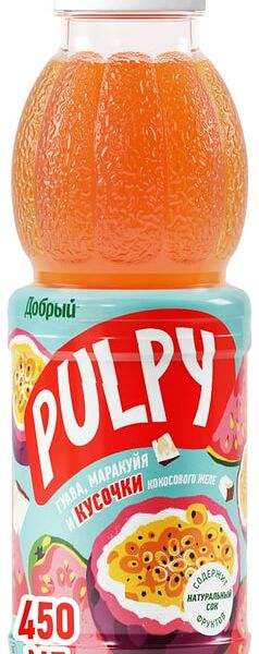 Напиток сокосодержащий Добрый Pulpy Маракуйя-гуава с кусочками кокосового желе 450мл