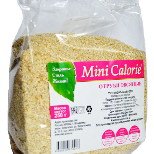 Отруби MINI CALORIE овсяные отборные, 250 г