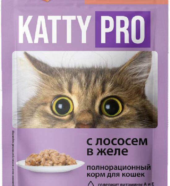 Корм Katty Pro с лососем в желе для кошек 75г