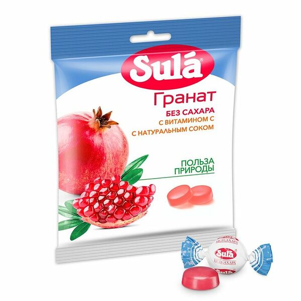 Sula леденцы без сахара с витамином С гранат 60 г